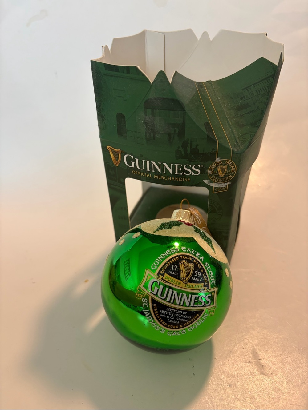Guinness Christmas Bauble Glass Finish Ornament NIB